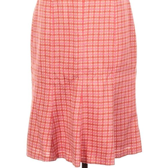 𝅺ANNE Taylor Tweed Plaid Formal Skirt Fit and Flare with Flounce Hem, Sz 8 - Picture 1 of 4